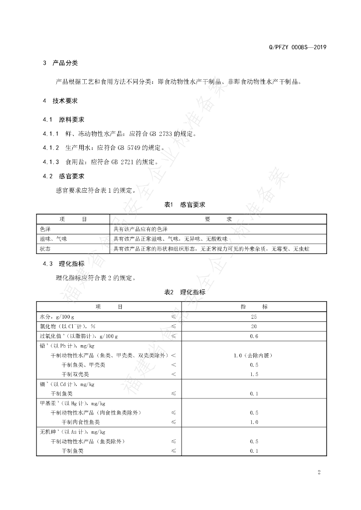 Q/PFZY 0008S-2019 标准预览