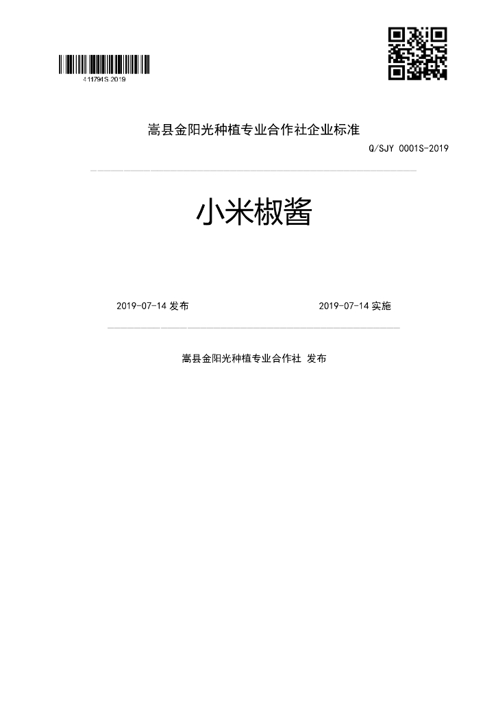 Q/SJY 0001S-2019 标准预览