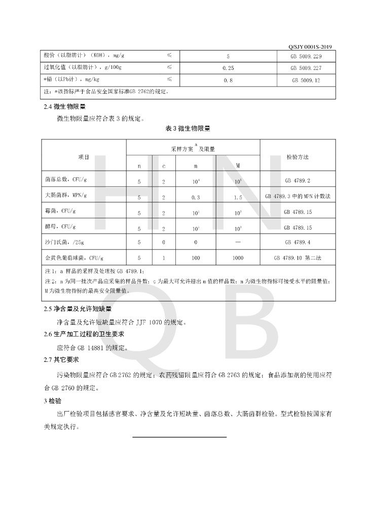 Q/SJY 0001S-2019 标准预览