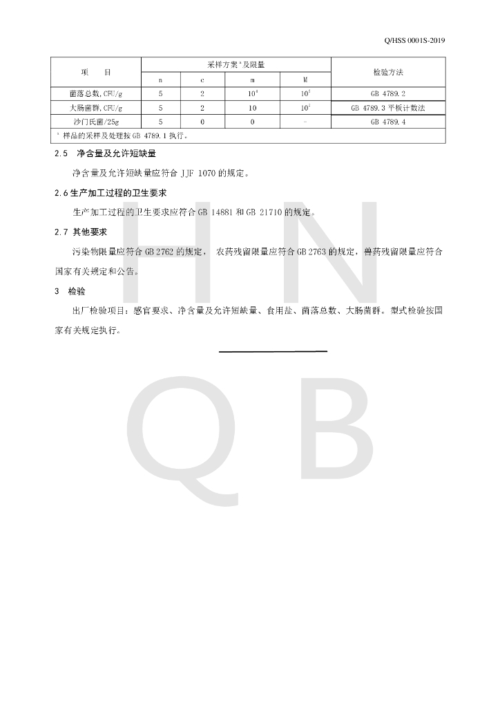 Q/HSS 0001S-2019 标准预览