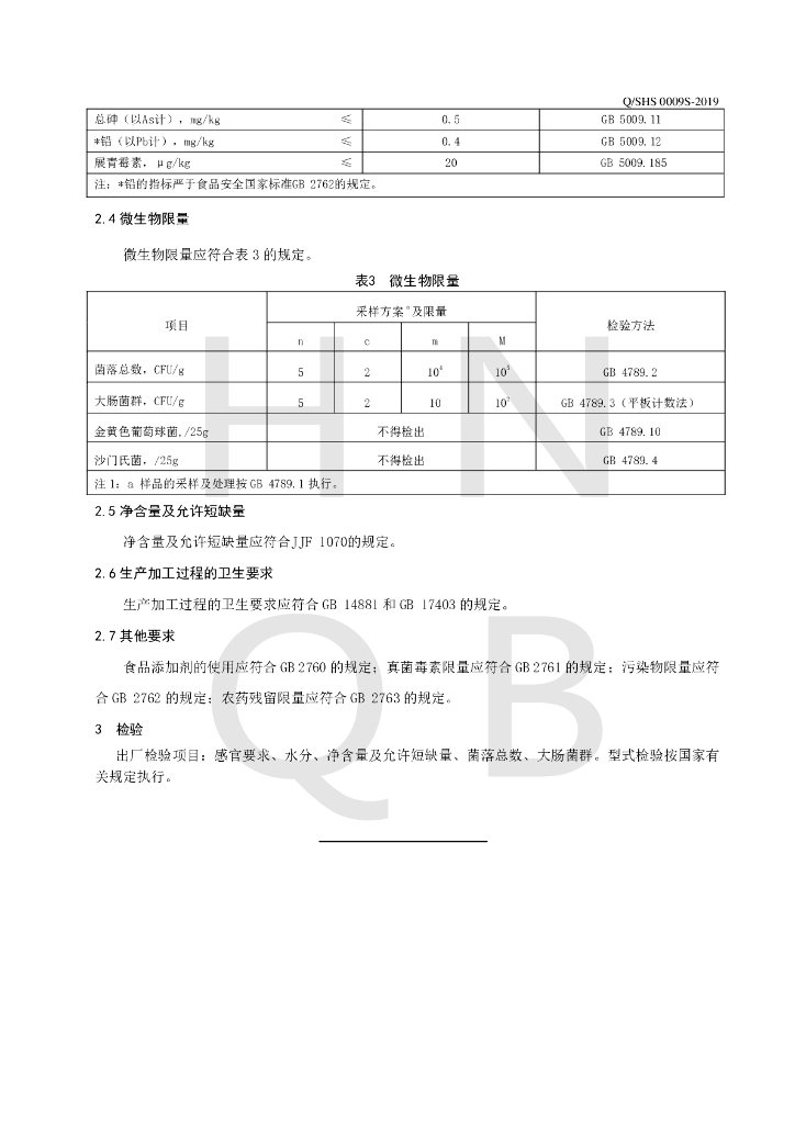 Q/SHS 0009S-2019 标准预览