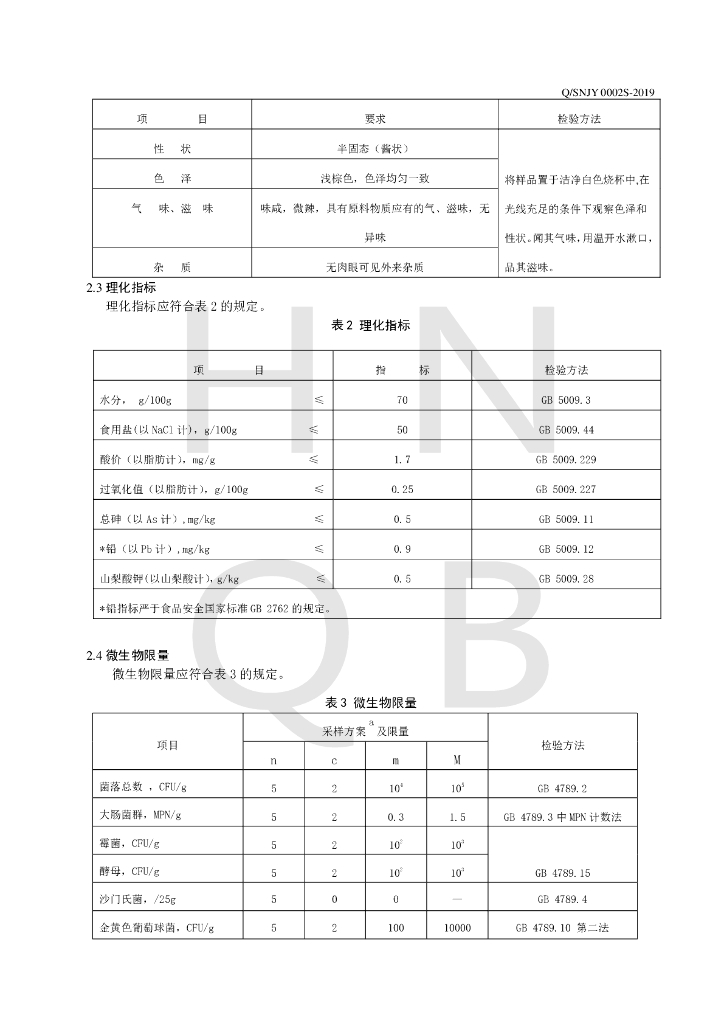 Q/SNJY 0002S-2019 标准预览