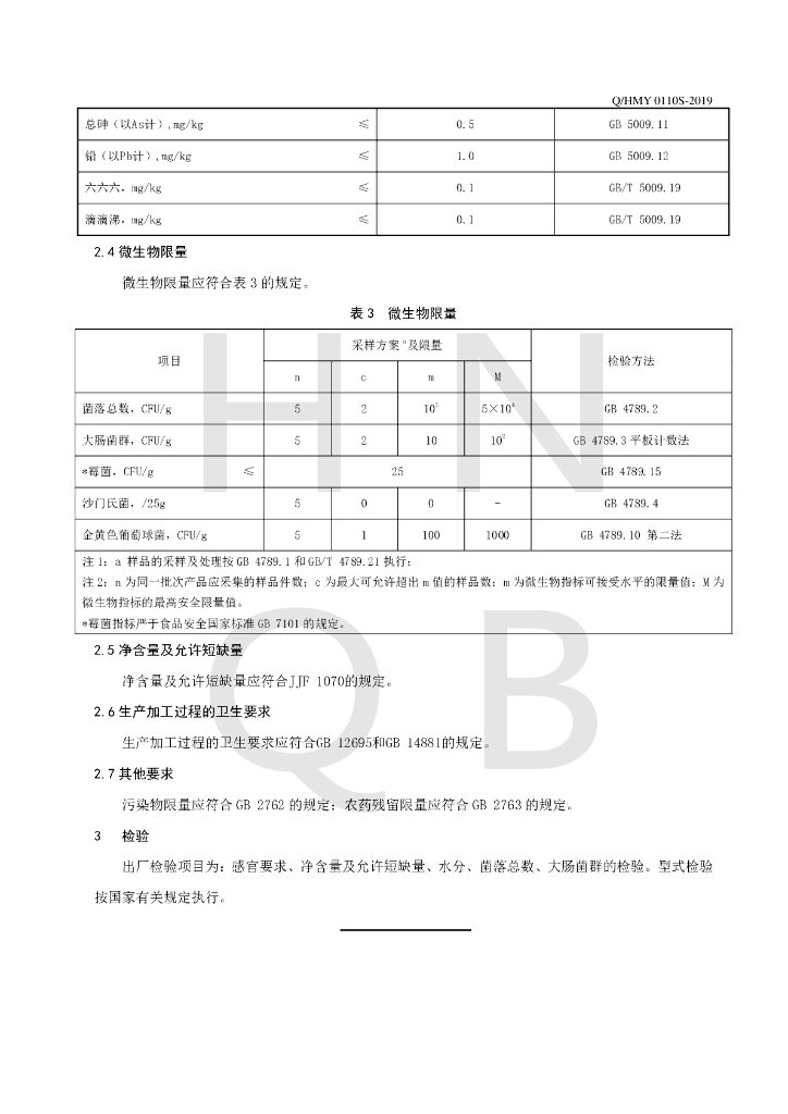 Q/HMY 0110S-2019 标准预览