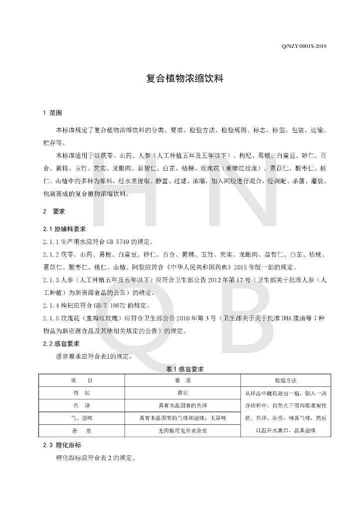 Q/NZY 0001S-2019 标准预览