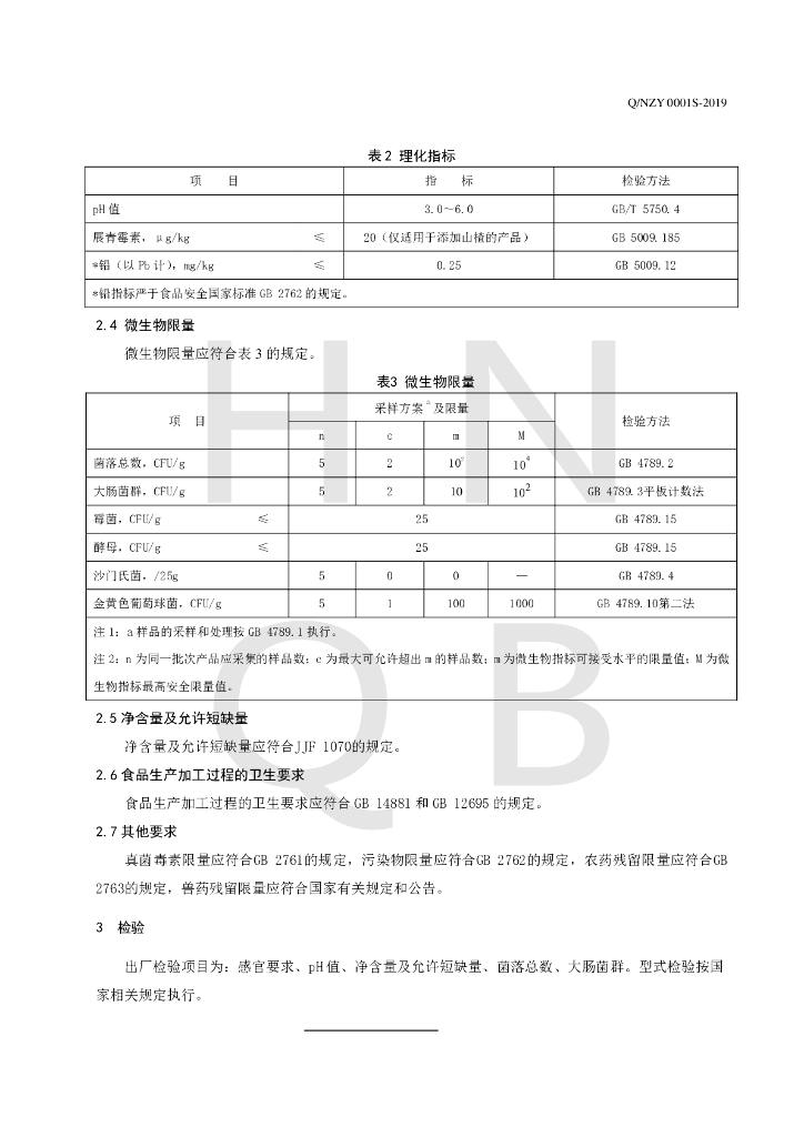Q/NZY 0001S-2019 标准预览