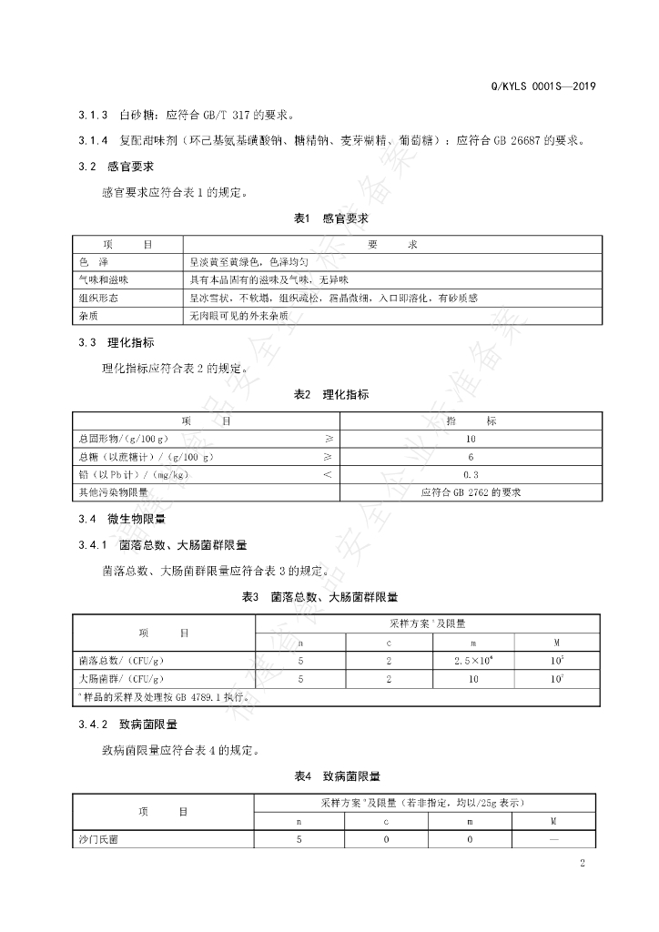 Q/KYLS 0001S-2019 标准预览