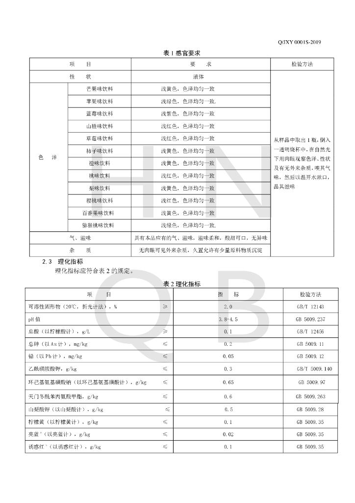 Q/JXY 0001S-2019 标准预览
