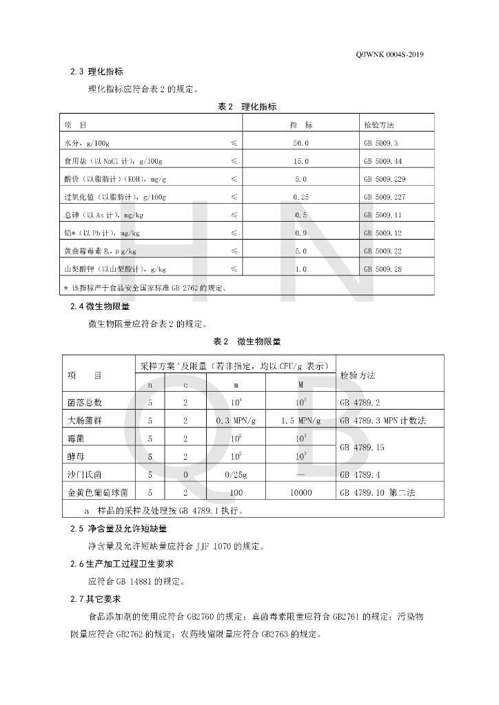 Q/JWNK 0004S-2019 标准预览