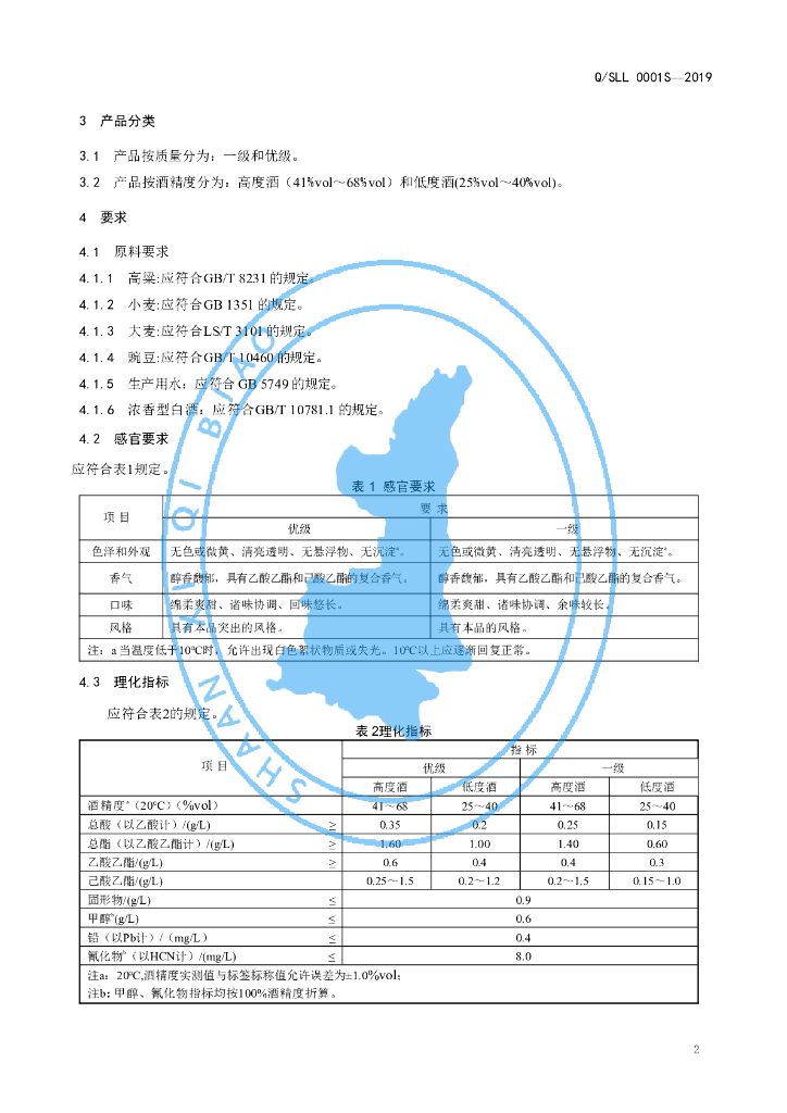 Q/SLL 0001S-2019 标准预览
