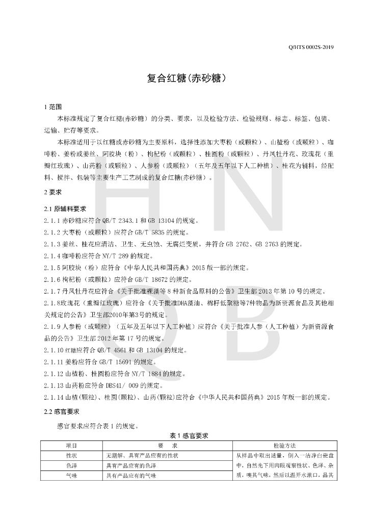 Q/HTS 0002S-2019 标准预览