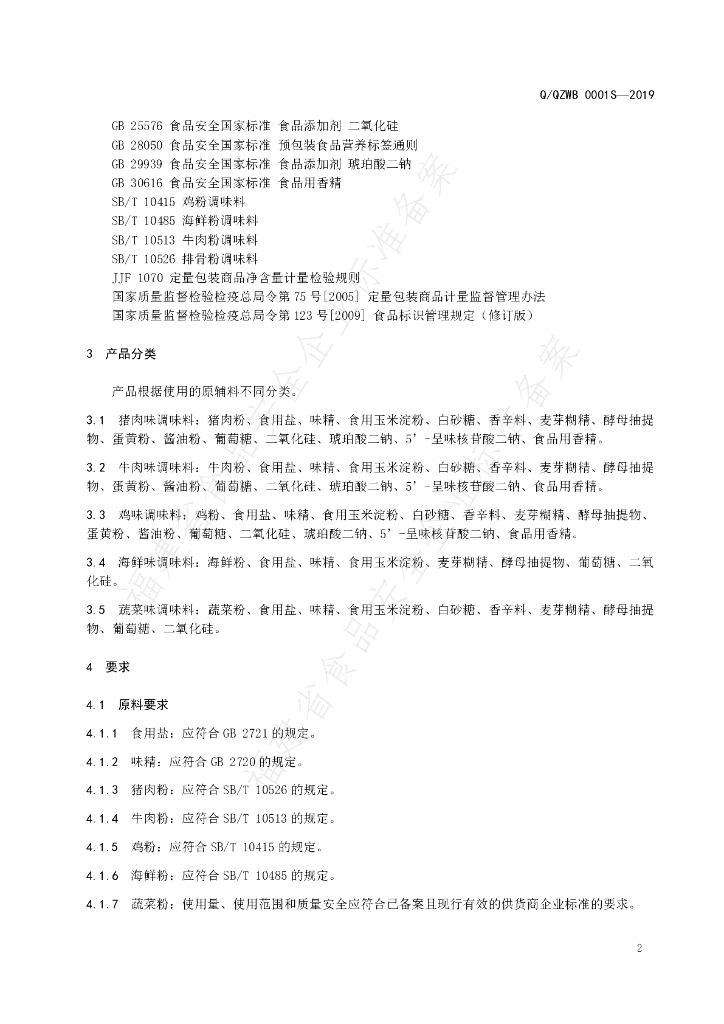 Q/QZWB 0001S-2019 标准预览