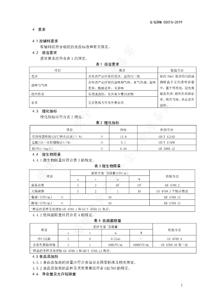 Q/QZRM 0001S-2019 标准预览