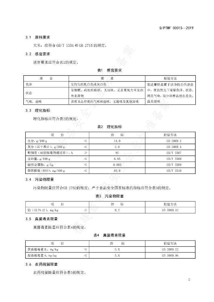 Q/PTWF 0001S-2019 标准预览