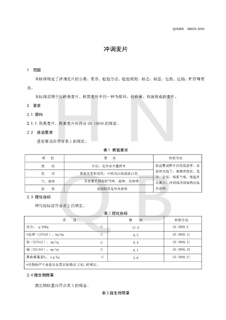 Q/XMN 0002S-2019 标准预览