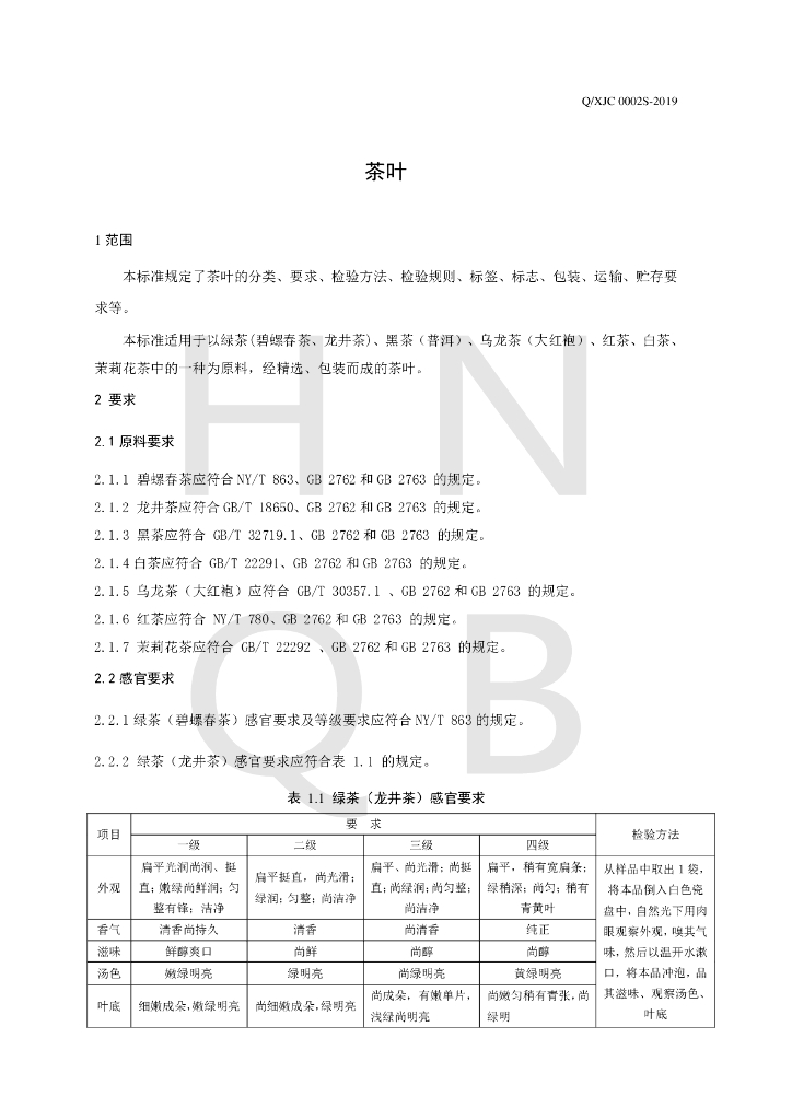 Q/XJC 0002S-2019 标准预览
