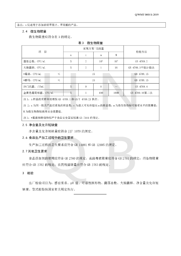 Q/WMT 0001S-2019 标准预览