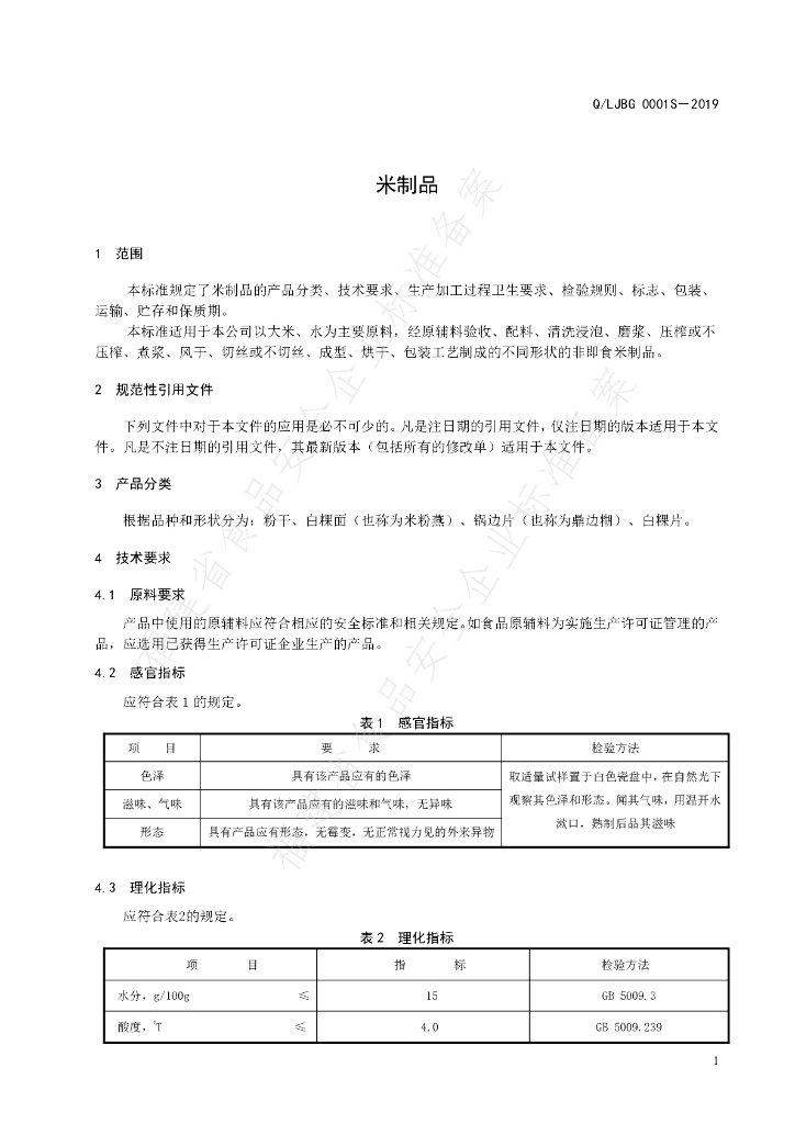 Q/LJBG 0001S-2019 标准预览