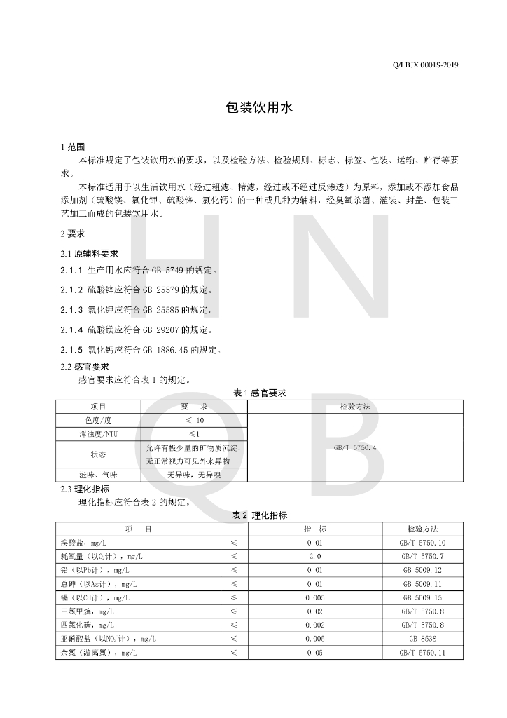 Q/LBJX 0001S-2019 标准预览
