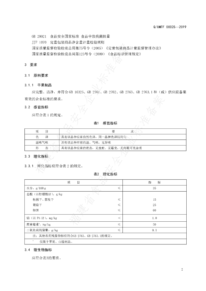 Q/XMTF 0002S-2019 标准预览