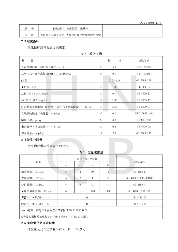 Q/JBY 0008S-2019 标准预览