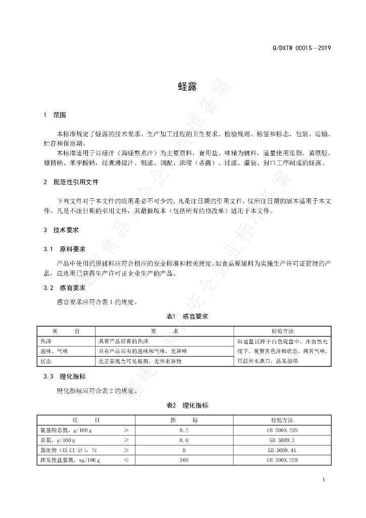 Q/DXTW 0001S-2019 标准预览