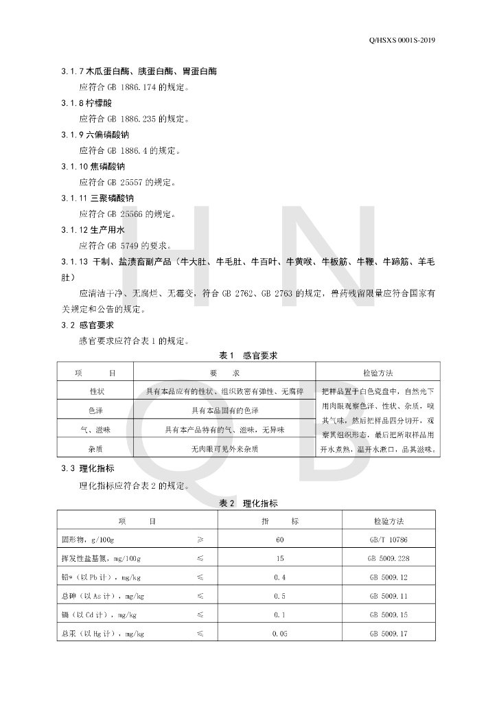 Q/HSXS 0001S-2019 标准预览