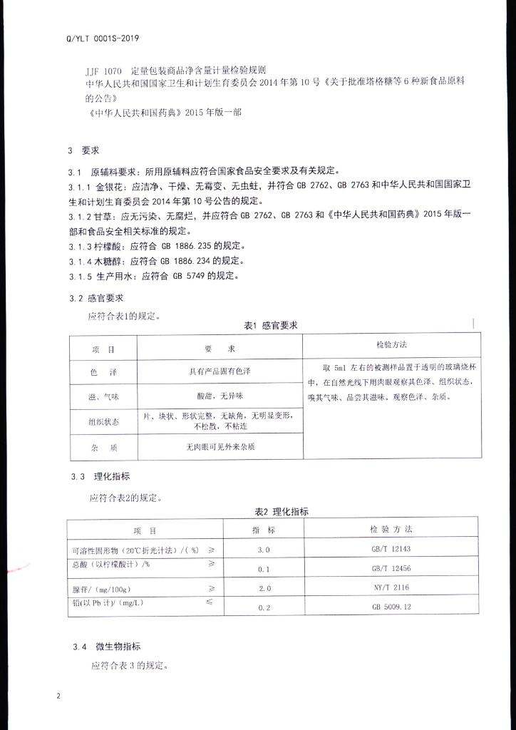 Q/YLT 0001S-2019 标准预览