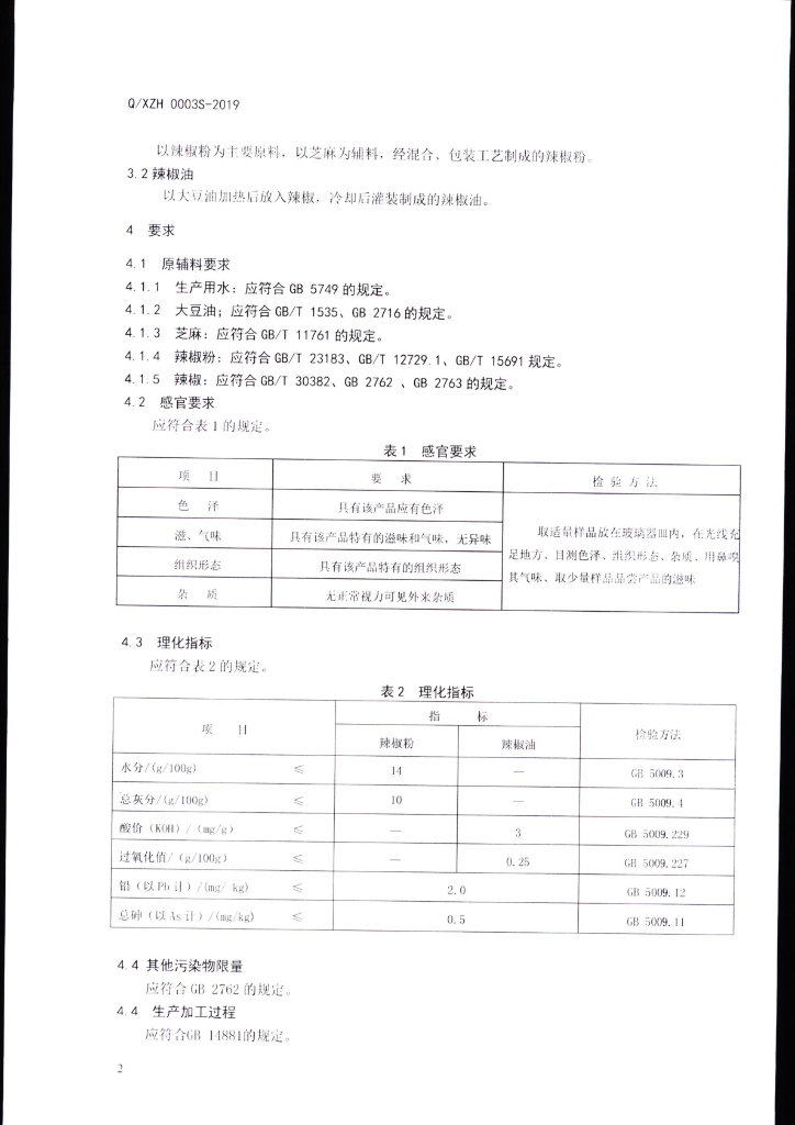 Q/XZH 0003S-2019 标准预览
