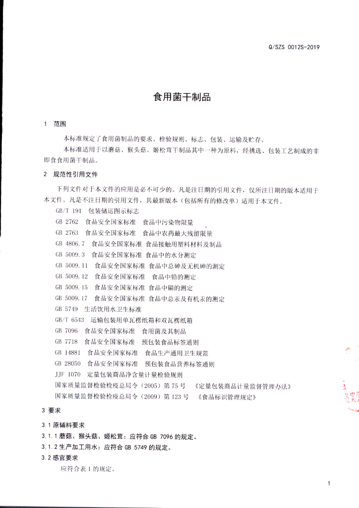 Q/SZS 0012S-2019 标准预览