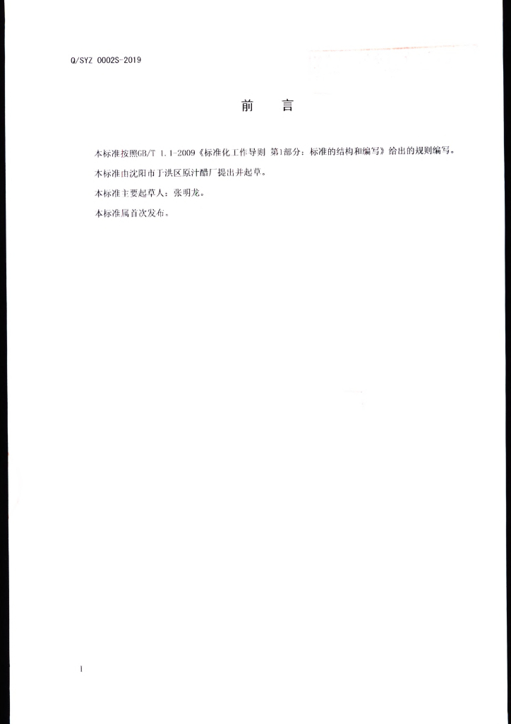 Q/SYZ 0002S-2019 标准预览