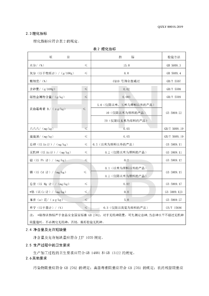 Q/ZLY 0001S-2019 标准预览