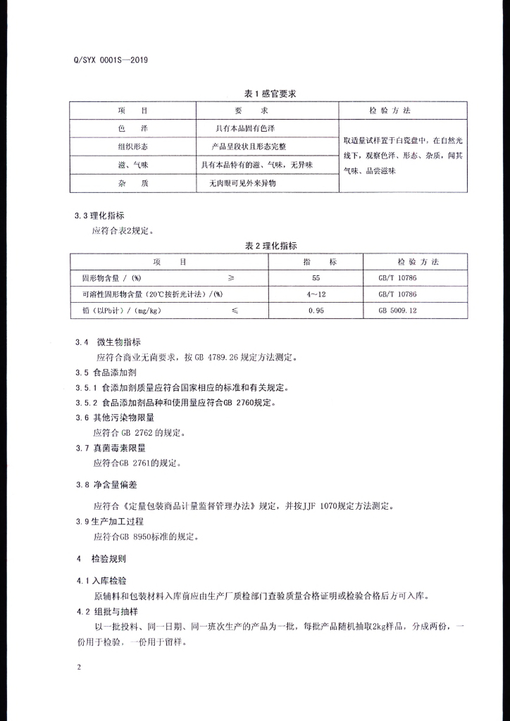 Q/SYX 0001S-2019 标准预览
