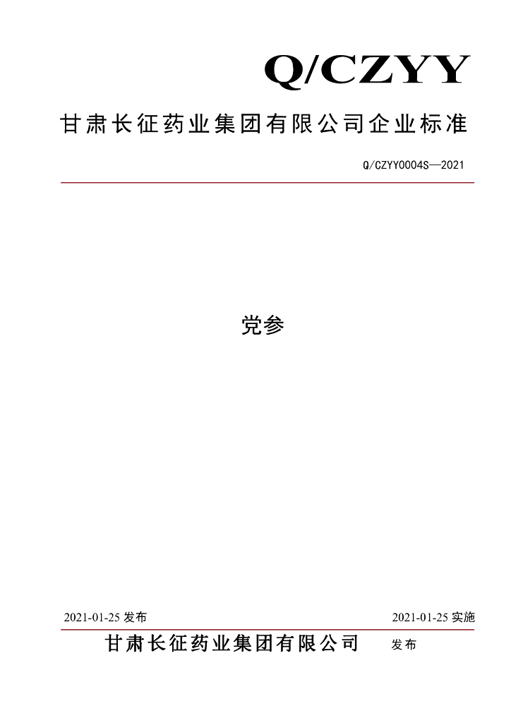Q/CZYY 0004S-2021 标准预览
