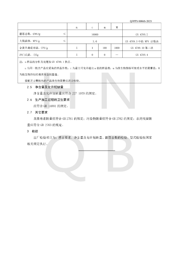 Q/HTS 0006S-2021 标准预览