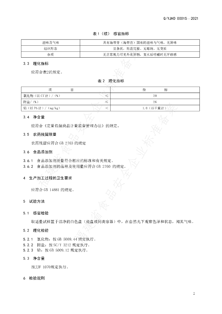 Q/YJHD 0001S-2021 标准预览
