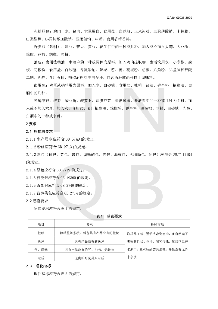 Q/LLN 0002S-2020 标准预览