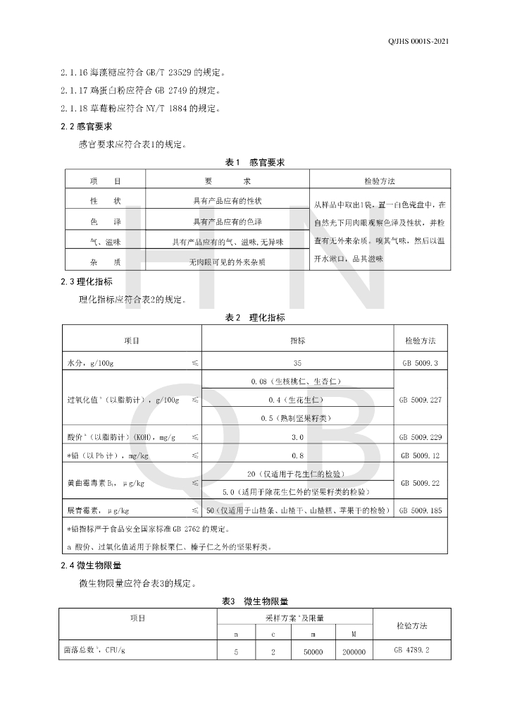 Q/JHS 0001S-2021 标准预览