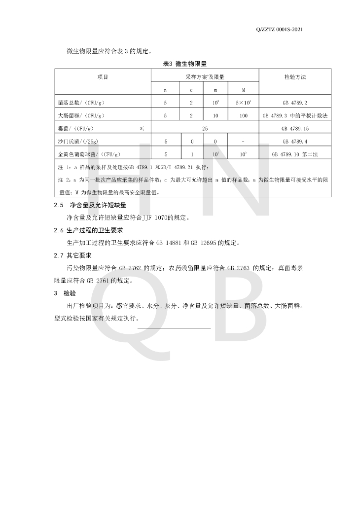 Q/ZZTZ 0001S-2021 标准预览