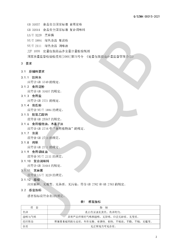 Q/SZMH 0001S-2021 标准预览