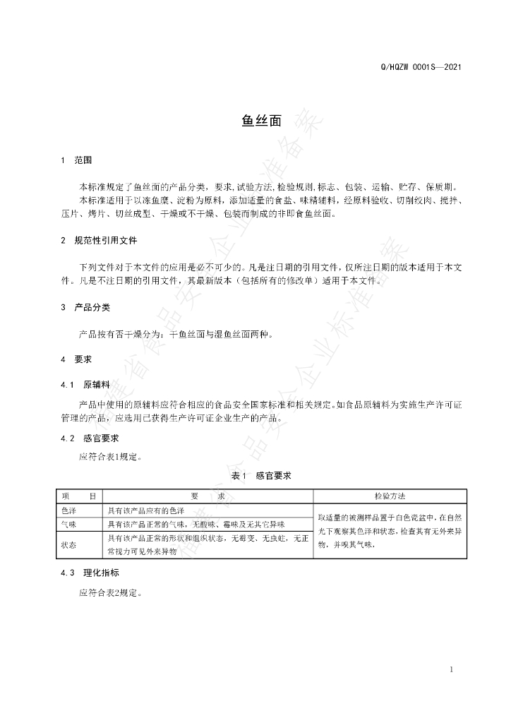 Q/HQZW 0001S-2021 标准预览