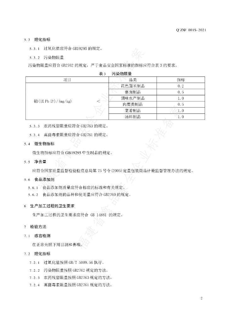 Q/ZXF 0001S-2021 标准预览