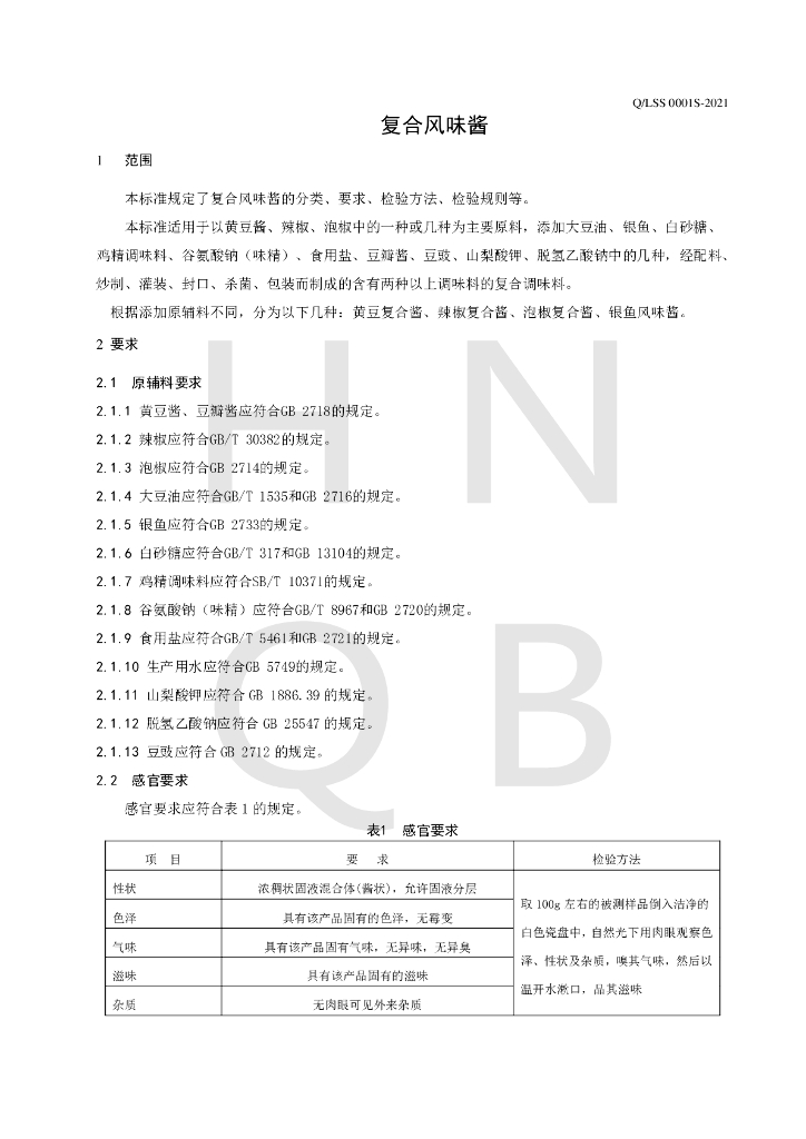 Q/LSS 0001S-2021 标准预览