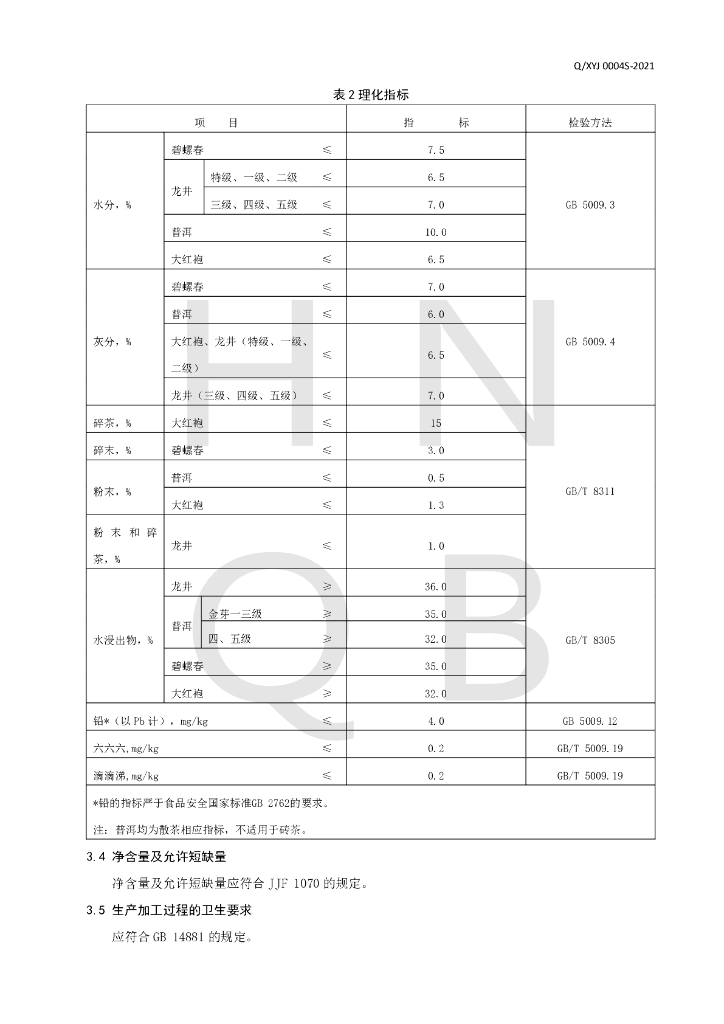 Q/XYJ 0004S-2021 标准预览