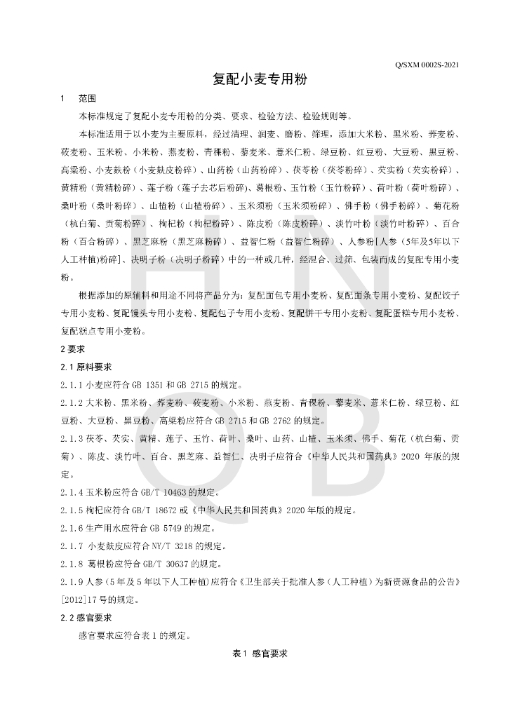 Q/SXM 0002S-2021 标准预览