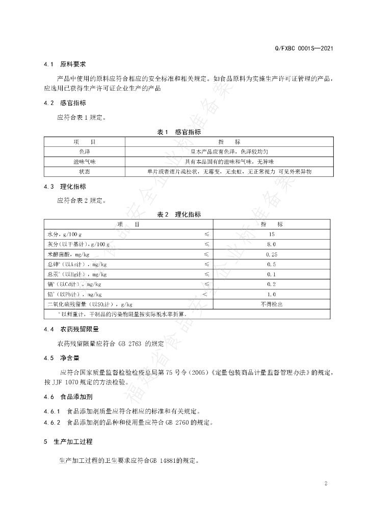 Q/FXBC 0001S-2021 标准预览