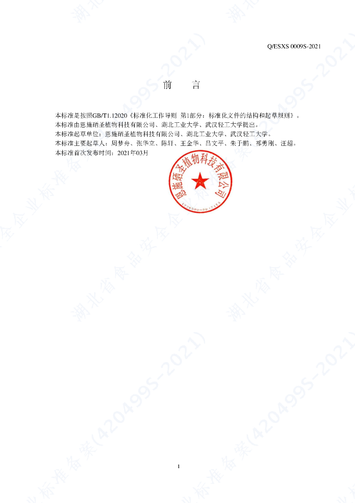 Q/ESXS 0009S-2021 标准预览