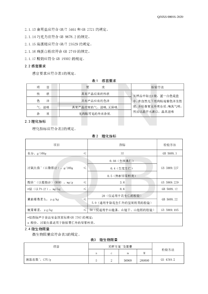 Q/HXS 0001S-2020 标准预览