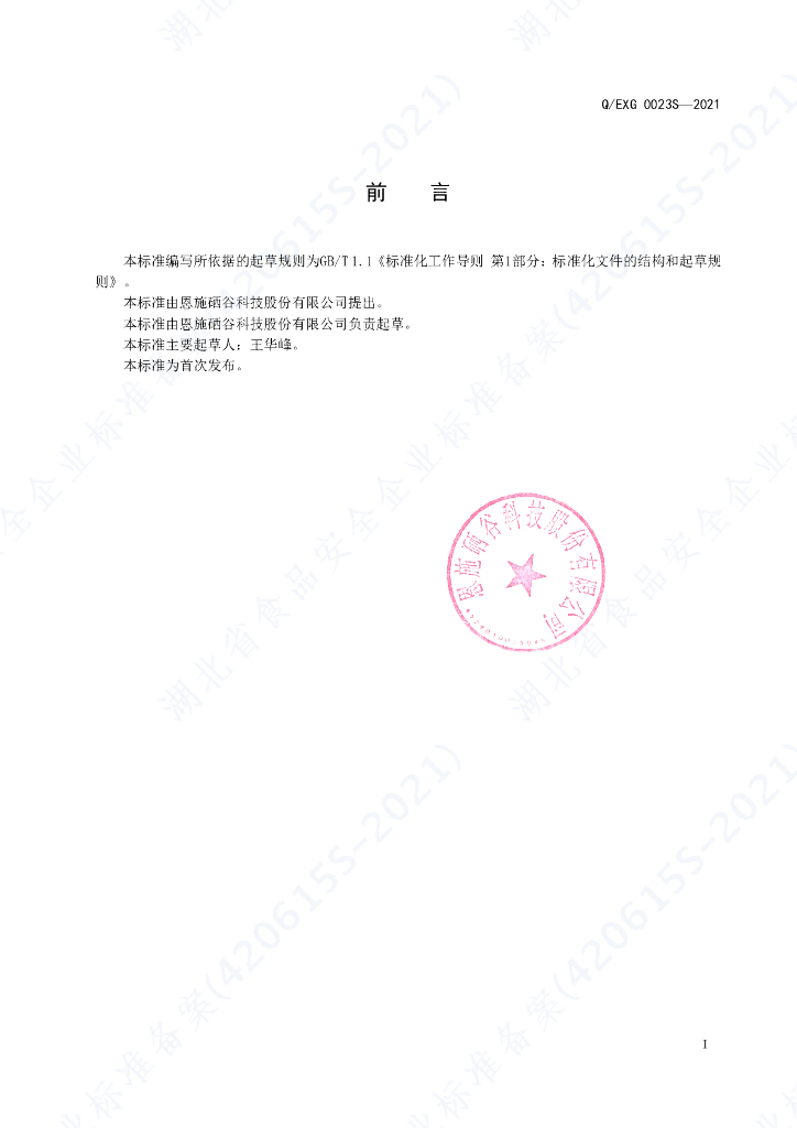 Q/EXG 0023S-2021 标准预览