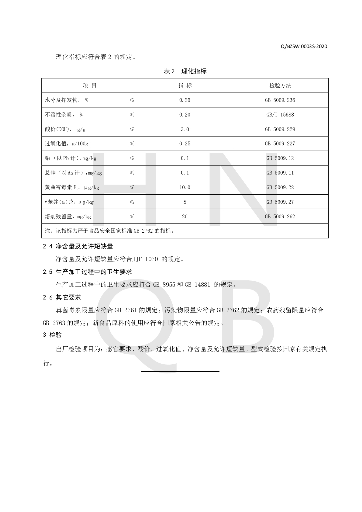 Q/BZSW 0003S-2020 标准预览