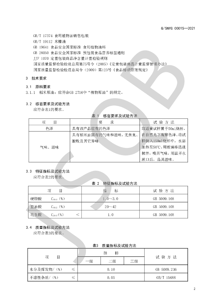 Q/SNYG 0001S-2021 标准预览